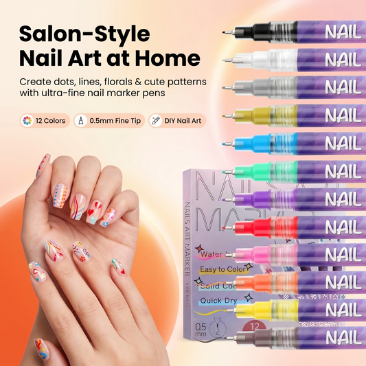 Nail Art Marker Pens – 12 Color DIY Nail Design Set